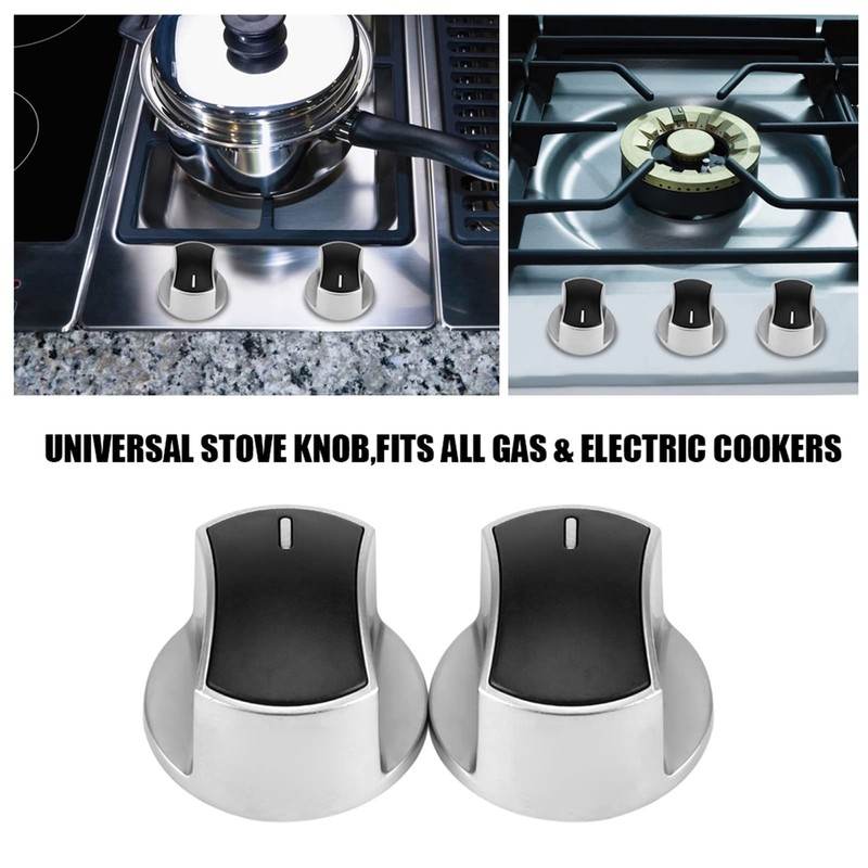 2 Pack Universal Gas Hob Knobs Replacement Metal Rotary Switch