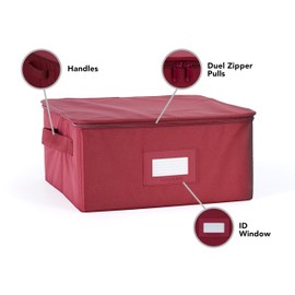 Covermates Keepsakes Dish Storage Box – Stackable, Reinforced Handles, China Storage, Scarlett Red
