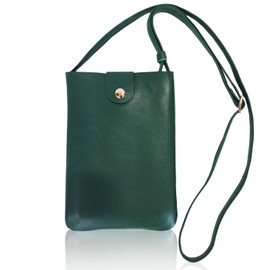 TRADIS Genuine Leather Smartphone Pouch, 6 Colors, Shoulder Bag, Smartphone Pochette, Women's, Crossbody Bag, Portable, Simple, green