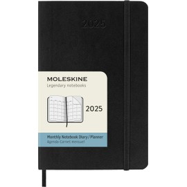 Moleskine DSB12MN2Y25 Monthly Diary, Pocket Size (W x H x H): 3.5 x 5.5 inches (9 x 14 cm), Soft Cover, Black
