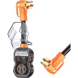 GEARGO RV Surge Protectors 50 Amp, 15000 Joules RV Circuit Analyzer, IP68 Surge Voltage Protection, RV Adapter Plug for Camper (Orange)