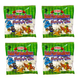 Ziyad Gourmet Halal Large Marshmallows, Pork-Free, Egg-Free, Dairy-Free, Gluten-Free, Perfect for Holidays and S’mores! 8.8oz (Pack of 4)
