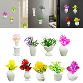 9 Pack Cute Fridge Magnets, Mini Artificial Plants Refrigerator Magnets Potted Magnet Stickers Lovely for White Boards Home Office Decor