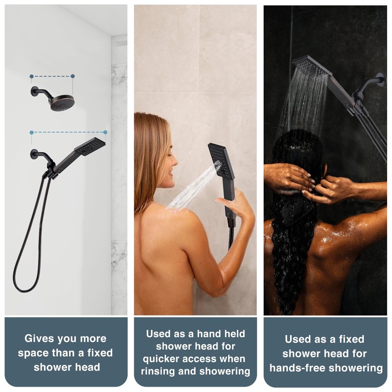 BRIGHT SHOWERS High Pressure Handheld Shower Head Set, High Flow