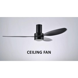 Carro 52" Low Profile Ceiling Fan with Light and Remote, Flush Mount Ceiling Fan with 10-speed DC Motor, Indoor & Outdoor for Bedroom, Living room, Black