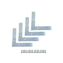 QCAA Heavy Duty Flat Corner Irons Joining Bracket for Wood Table, Chairs, Zinc Plated , 5"x5"x7/8"x0.79", Made in Taiwan, 4 Pack