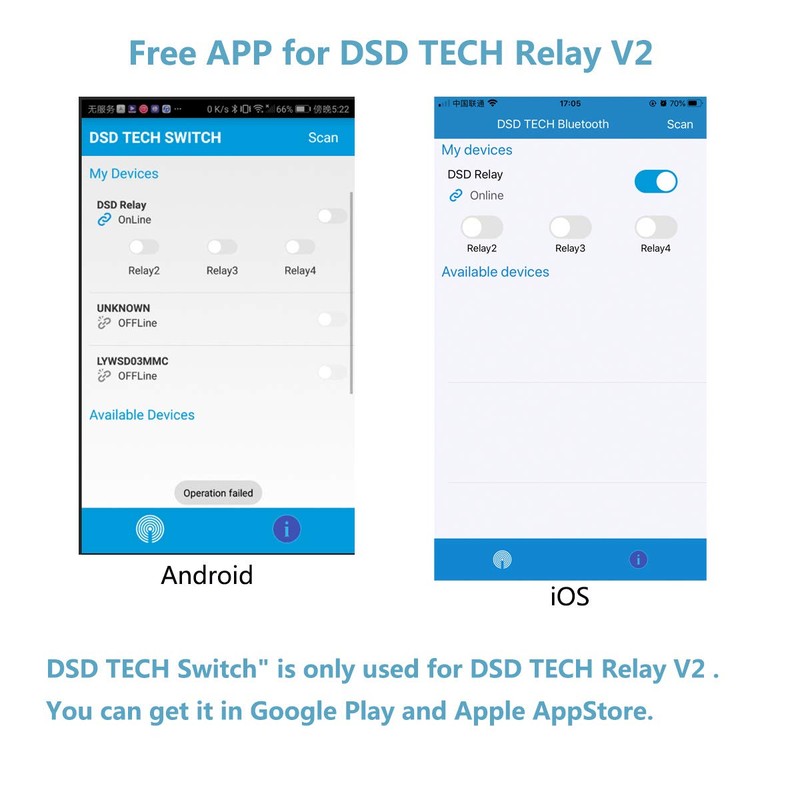 DSD TECH SH-BT04B 4 Channel Bluetooth Relay V2 Support Timer