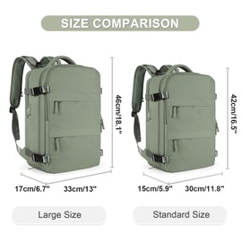 coofay Large Travel Backpack For Women Men Airline Approved Carry On Backpack Flight Approved Waterproof Sports Luggage Backpack Casual Daypack Small Hiking Backpack Grey Green