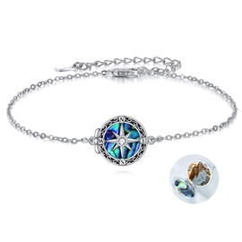 POPLYKE Kompass Medaillon Armband hält Bilder Foto halten jemanden in Ihrer Nähe Kundenspezifischer Schmuck Personalisierte Medaillon Armband für Männer Damen Verstellbare Kette