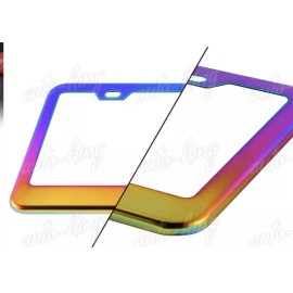BLVD 2PCS NEO CHROME STAINLESS STEEL LICENSE PLATE FRAME HOLDER COVER FRONT+REAR