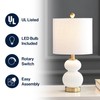 JONATHAN Y 20" White/Brass Gold Ribbed Gourd Glass Table Lamp,
