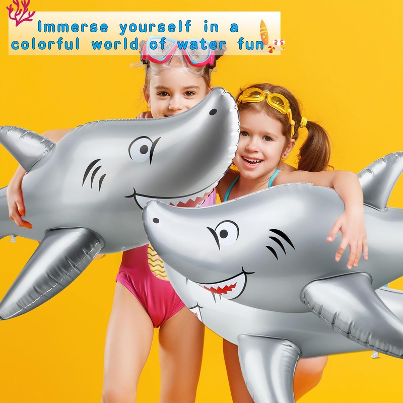 3 Pack 40 Inch Inflatable Shark Large Blow Up Shark