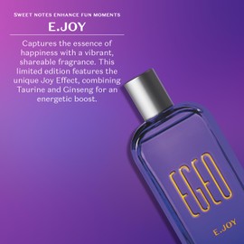 O Boticário Egeo E.Joy Eau de Toilette with Taurine and Ginseng, Limited Edition Fragrance with Joy Effect for Vibrant Moments, Unisex, 3 Ounce