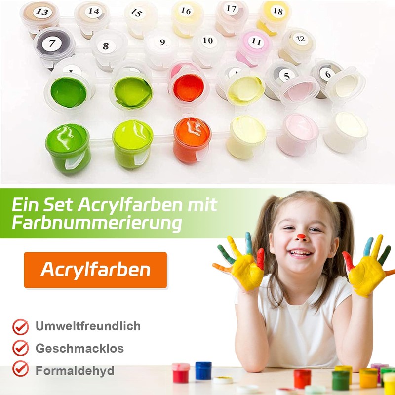 FLAJZ Paint by Numbers Adults, DIY Hand-Painted Oil Painting Set