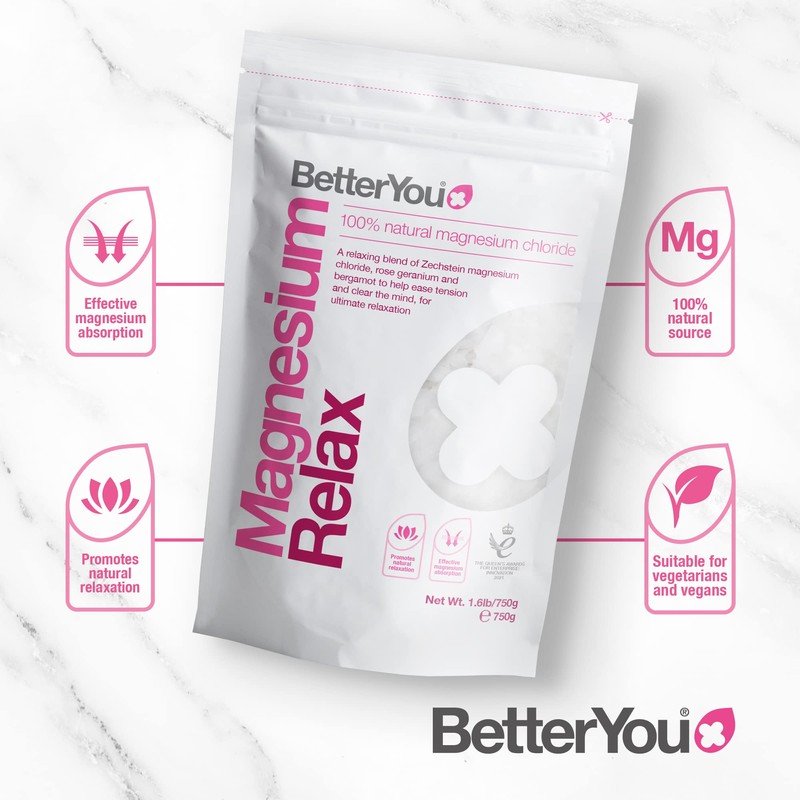 BetterYou Magnesium Relax Bath Flakes, Blend of Pure Zechstein Magnesium