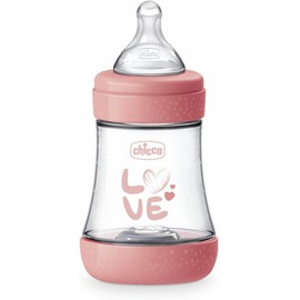 Chicco PERFECT 5 Anti-Antikolik-Flasche 150 ml, Slow-Flow-Flasche 0 Monate + mit weichem SilikonPersonal Care, 150 ml Biofunktionsflasche mit Intui-flow System, Rosa