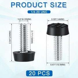 SAVITA 20pcs Patio Furniture Replacement Feet, 1/4-20 Inch Adjustable Furniture Levelers Screw Galvanized Steel Glide Furniture Leveling Feet for Table Chair Cabinet Patio Furniture Legs