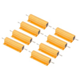 PATIKIL 100 W 2 Ohm Aluminium Casing Wirewound Resistor, Pack of 8 Aluminium Casing Resistors Wire Wound Resistors Screw Tape Power Resistor 5% Tolerance, Golden