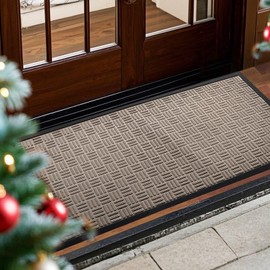 Mibao Front Door Mat, Heavy Duty Durable Welcome Mat for Outdoor Indoor, Dirt Trapper Waterproof Super Absorbent Door Mat for Entryway Outside Patio Porch, 47" x 24", Beige