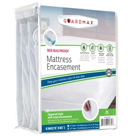 Guardmax Zippered Mattress Encasement - King Size with Deep Pockets (14-16 Deep) - 100% Waterproof and Bed Bug Proof Mattress Protector - Bed Sheet is Soft, Breatheable, and Easy to Wash.