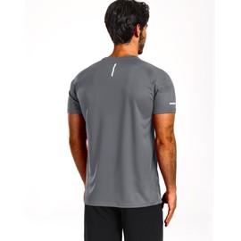 Wectm Men's Mesh Athletic Shirts Quick-Dry for Gym Running Training Workout,5016, Grey, 2XL