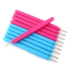 10 Pieces Paper Quilling Pen, Plastic Slot Quilling DIY Paper Craft Tools Economic (Rose Red/Light Blue)