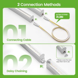 MistyJungle Grow Lights for Indoor Plants, 5000K White Full Spectrum LED Growing Lamp, 1FT T5 Plant Light Strip for Seed Starting and Vegetables, Light Strips with Switch Cord, Plug and Play, 4 Pack