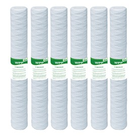 VEGEBE 5 Micron String Wound Whole House Water Filter 20" x 2.5", 20-inch Universal Sediment Pre-Filters for Well Water, Replacement Cartridge for SWC-25-2005, ECP5-20, P5-20, 6-Pack