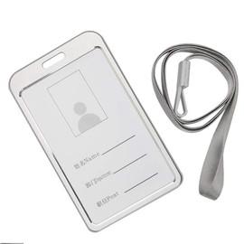 TBONEEY Porta Gafete Aleación de Aluminio Vertical, Portatarjeta para Tarjeta de Identificación Vertical, Funda para Tarjeta de Identificación con Correa para el Cuello con Negocios, Trabajo, Conferencias, Eventos, Espectáculos, Oficina, Utiles Escolares