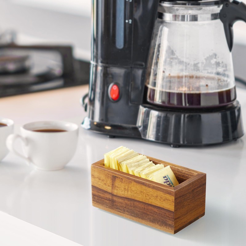 BWODYAY Sugar Packet Holder, Acacia Wood Sugar Caddy, Sugar Packet