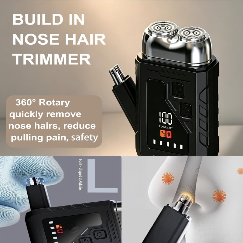 Electric Shaver and Nose Hair Trimmer 2-in-1, Portable Mini Shavers