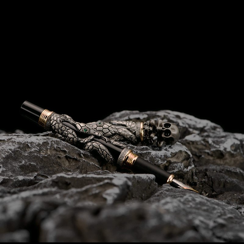 Jinhao Black Snake Fountain Pen Bent Nib Fude Pen with