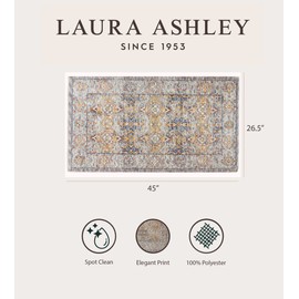 Laura Ashley Turkish Mystic Chenille Accent Rug - Mason | Modern Home Décor | Measures 26.5"X45" | Grey and Blue