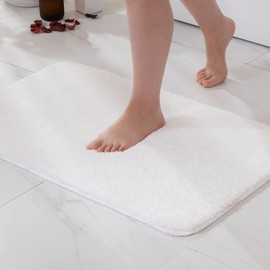 MIULEE Bath Mats Non Slip Bathroom Mats Shower Mat Absorbent Bathroom Rug Small Rug Door Mat Inside Kitchen Rugs Carpet Mat for Bathroom Bedroom Kitchen Entrance 40x60 cm White