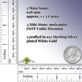 AUMIFY Citrine Rings for Women, Oval Cut 1 1/2 CT Birthstone Promise Ring w/Side Created Moissanite, S925 Sterling Silver Plated White Gold, Gift for Engagement Anniversary Mother's Day(11)