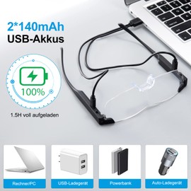 Skyway Lupenbrille mit Licht, 200% LED beleuchtete wiederaufladbare Lupenbrillen zum Lesen von Hobbys und zum Arbeiten, Big Vision Brillen