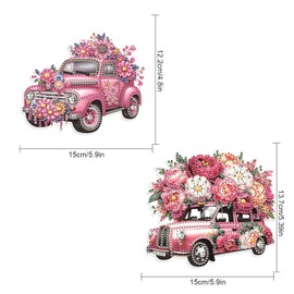 JISHSHAY 2 PCS Diamond Art Hanging Diamond Painting Sun Catchers Gem Art Table Wind Chimes Gem Painting Hanging Pendant Mosaic Kits for Adults Suncatchers Window Hangers Special Drills Flower Car