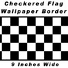 Checkered Flag Cars Nascar Wallpaper Border-9 Inch (Black Edge) by