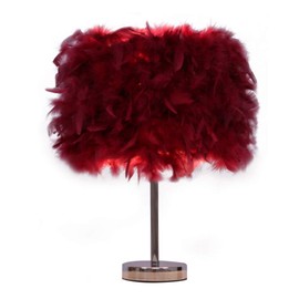 Table Lamp, Modern Elegant Bedside Table Light Bedroom Desk Night Light Lampshade for Living Room Wedding Room Reading Sitting Room Decorations (Wine Red)