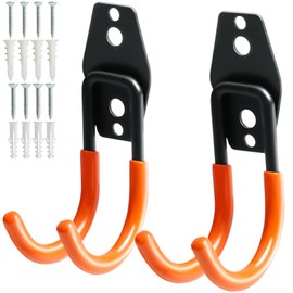 KURUI Heavy Duty Garage Hooks for Hanging, 2 Pack Garage Storage Hooks for Ladder Extension Cord Tool Cable, Wall Mount Small Utility J Hooks, Garage Hanger&Organizer