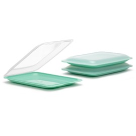 TATAY Set of 3 Cold Meat Containers with Lid, BPA Free, Reusable, Stackable, Dishwasher and Microwaveable, Colour Mint, Measures 17 x 3,2 x 25,2 cm