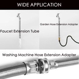 XUESNOF Garden Hose Extender, Kink-Free Saver,Braided Stainless Steel Water-Inlet Hose (Hose OD 0.87", ID 0.62")