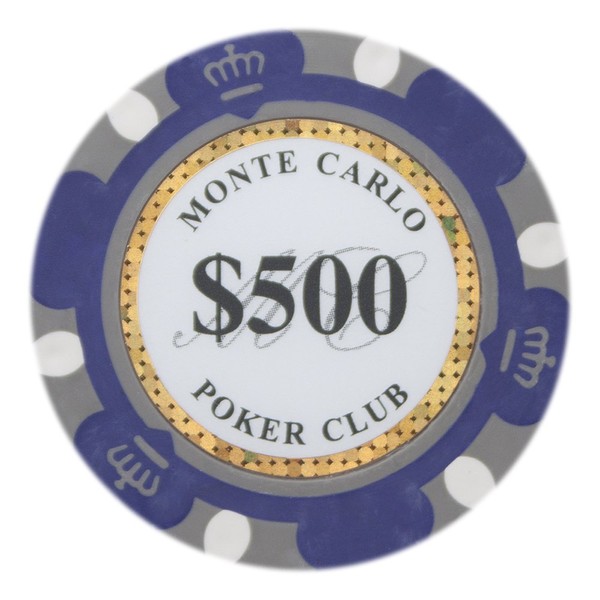 Brybelly Monte Carlo Premium Poker Chip Heavyweight 14-Gram Clay Composite - Pack of 50 ($500 Purple)
