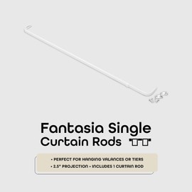 ACHIM Fantasia 18-28 inch Adjustable Width Single Curtain Rod for Windows with Brackets & Hardware - Easy to Install, White