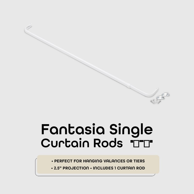 ACHIM Fantasia 18-28 inch Adjustable Width Single Curtain Rod for