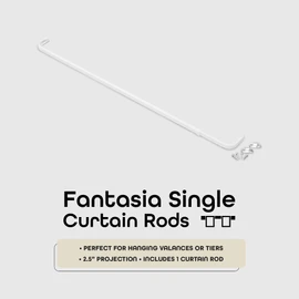 ACHIM Fantasia 18-28 inch Adjustable Width Single Curtain Rod for Windows with Brackets & Hardware - Easy to Install, White