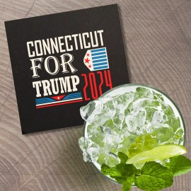 Unbranded Connecticut USA State For Trump President 2024 4'' X 4'' Square Wooden Coaster