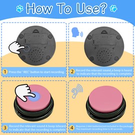 RIBOSY Soundboard, Set of 4 Recordable Buttons with Mat for Dog Training - Record & Playback Your Own Message to Teach Your Dogs Voice What They Want