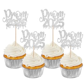 Cupcake-Aufsätze für Abschlussball 2025, Glitzer, Abschlussfeier, Nacht, Party, Cupcake-Picks, Klasse 2025, Dekorationen für Abschlussfeier, Abschlussball, Thema, Schule, Party, Kuchendekorationen