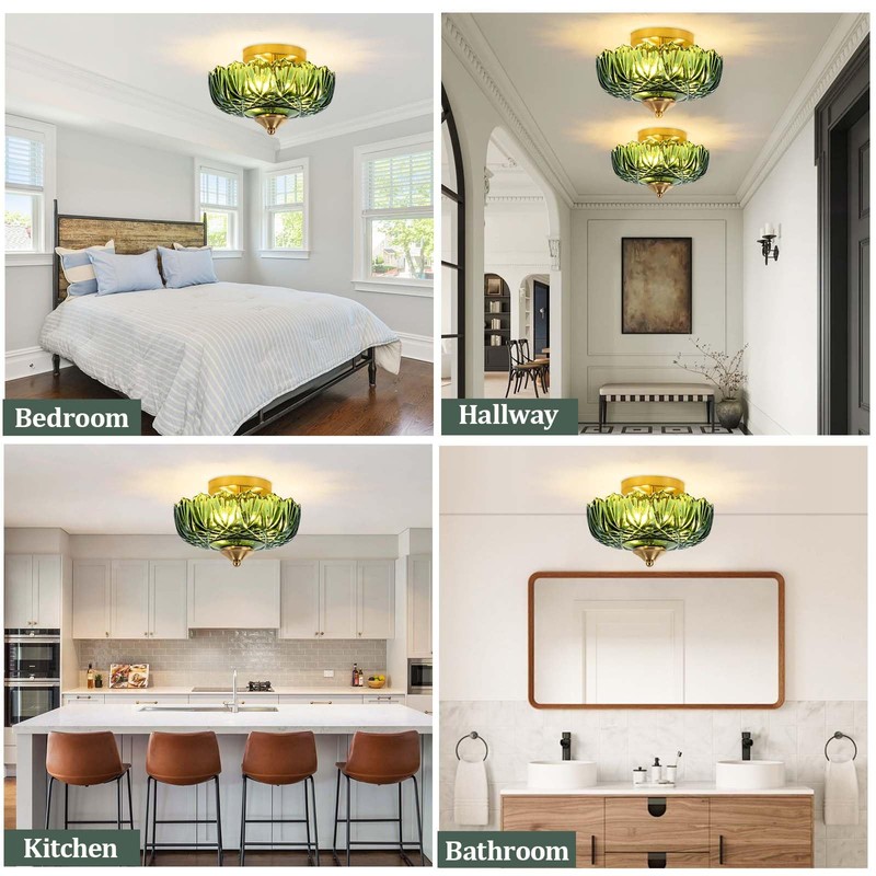 Bgfeoa Semi Flush Mount Ceiling Light,Vintage Ceiling Light 9.44 Inch